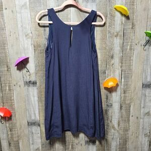 ASTR The Label Navy Silk Blend Shift Mini Dress